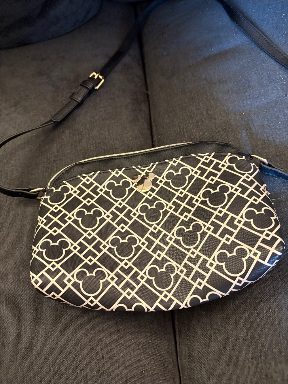 Bioworld Black and White Mickey Pattern Crossbody Bag